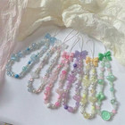 Beaded Phone Charm Strap Pearl Bow Lanyard Wrist Strap Cute Bag Keychain Access