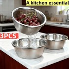 3-piece Premium Stainless Steel Grater Basin Set  Mixing Bowl-micro-perforated