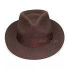 100  Wool Felt Fedora Trilby Hand Made Wider Brim Gents Hat With Band 6 Colours
