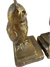 1970 Cast Brass Bronze Pair Sit Owls Bookends Mid Century Book Office Tabletop