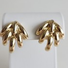 Vintage Gold Tone Clip-on Fan Earrings Bold Statement