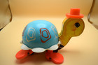 Vintage 1962 Fisher Price Tip Toe Turtle Pull Along Toy   773 Music Bell Working
