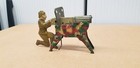 Vintage 1930s Marx Tin Wwi Soldier W machine Gun Hand Crank Noise Maker C2