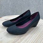 Crocs Lina Wedge Pumps Womens 8 Black Comfort Croslite Slip On Shoes