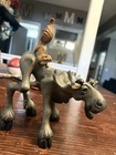Resin Moose Figurine Gray With Bird On Antler   Squirrel On Back Decor