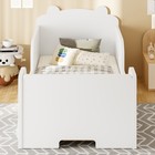 Twin Wood Toddler Floor Bed Frame W  Safety Barrier For Boys   Girls Ages 3-6