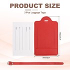 3 Pcs Pu Leather Travel Luggage Tags Identifier Suitcase Labels  Red