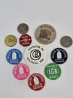 Lot Vintage Bar Tokens Drink   Food Chips Miller Milkhouse Iga Metal Tokens