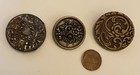 Antique Metal Button Lot 3 Victorian Large Fancy Filigree Tin Carved Floral 1 5 