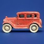 Cast Iron Red Sedan Toy Car W  Rolling Wheels Antique Style Auto Vintage  m 