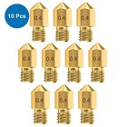 10 Pcs 0 4mm Brass Mk8 3d Printer Nozzles Extruder For Creality Ender