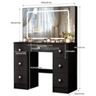 Black Large Led Mirror Vanity Table Makeup Dressing Desk And 7 Drawers Set