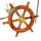 12 brass Wood Fishing Wall Boat Nautical Wooden Ship Steering Wheel Pirate D  cor