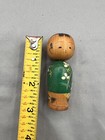 Vintage Japanese Wooden Needle Case Carved Figure Rare Sewing