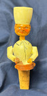 Vtg Cork Bottle Stopper Wine Liquor Carved Mechanical Wood Chef Cook Stirring