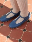 La Coqueta Cobalt Blue Leather T-bar Mary Jane Shoes Eu 25 Us 9