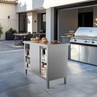 Stainless Steel Table With Cabinet 39x19 Inches Nsf Commercial Heavy Duty