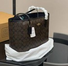 Cv976 Coach Dark Brown Large City Tote Bag In Signature Canvas Outlet Nwt