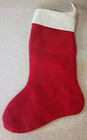 Solid Red Burlap Christmas Stocking White Cream Top