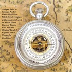 Fine Antique European 2-sided Pocket Or Travel Aneroid Barometer   Compass