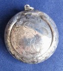 Antique Sterling Pendant Powder Compact Mirror  N   H Edwardian 1 5 In 10 Grams