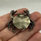 Vintage Sterling Silver 925 3d Crab Pin Brooches  Green Gemstone Eyes 12 3 Grams