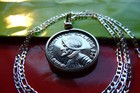 Antique Conquistador Coin Jewelry Pendant  On A 24   925 Sterling Silver Chain