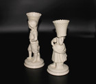 Vtg Belleek Victorian Boy And Girl W  Basket Candle Holders Ireland 6th Mark