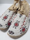 Antique 1915-20s Sinew Fully Beaded No  Cheyenne Hard Sole Moccasins - Montana