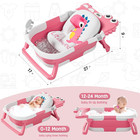 Collapsible Baby Bathtub For Newborn With Thermometer   1 Hooded Towel   1 Soft