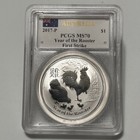 Year Of The Rooster 2017 P Australia  1 Silver Coin Pcgs Ms 70fs Mercanti Signed