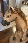 Antique Wooden Horse Pull Toy   Victorian Folk Art On Cast Iron Wheels 16    Tall