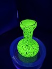 Antique Hand Blown Semi-opaque Pale Grn Art Glass Strong Uranium Glow Ss Overlay