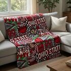 College Football Style Flannel Blanket Warm Cozy Sports Fan Throw