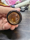 Vintage 3    Amber Glass Bottle W  Cork And Raised Grapes   Drum Pattern  taiwan 