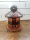 Vintage Hand Tooled Leather Coaster Set Of 5 With Lidded Canister Storage Holder