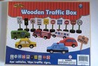 Wooden Vehicle   Traffic Sign Set     16pc Learning Toy W  Wooded Box