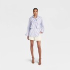 Kbb By Kahlana Women  the Double Layer Button-down Shirt  - Lavender Striped