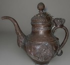 Antique Tibetan Brass Tin Copper Teapot Vntg Rare Free Shipping 
