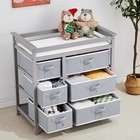 Wooden Diaper Changing Table  Modern Baby Changing Station Dresser With 6 Sto   
