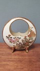 Vtg Japanese Satsuma Pottery Moon Vase Floral Motifs   Gold Footed 3 7 8  Unique