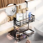 Over Shower Door Caddy  Hanging Organizer With 2-tier Rack Hanging Mount-black