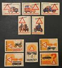 Travelstamps  1964 Czechoslovakia Matchbox Labels 2 Series Road Safety Lot Of 10