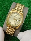  rare Bulova President Super Seville Day Date Automatic Gold Fluted Bezel Swiss