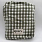 Quince Organic Crisp Percale Gingham Queen Full Olive Green Duvet Cover Sham Set