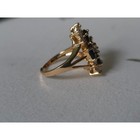 Vintage Gold Tone Black Onyx Style Crystal Cluster Statement Ring Size 8 5