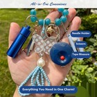 Needlepoint Bag Charm With Stitching Tools And Measuring Tape
