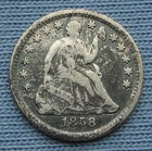 1858 P Seated Liberty Half Dime - Old Cleaning  h10c 5c 
