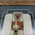 Vtg Kimono Design Asian Artwork Signed Wall Hanging Decorative Wood Framed