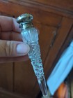 Antique Victorian Chrystal Glass Perfume Bottle With Sterling Silver Cap